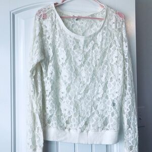Aeropostale White lace sweater